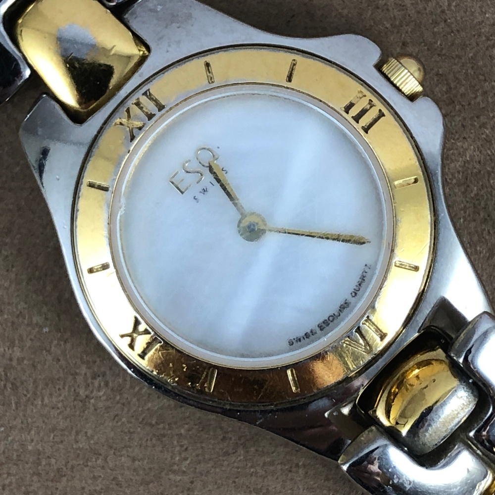 Vintage Ladies Rare ESQ Movado Swiss 2 Tone Watch